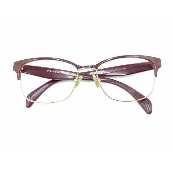 Prada VPR 65R UAN-1O1 Gold Dark Red Eyeglasses Frames 53-16 140 Italy Designer - Picture 12 of 12